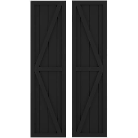 Americraft 4-Board Wood 2 Equal Panel Frmd Board-n-Batten Shutters W/ Dubl Z-Bar, ARW102BF414X41BLH